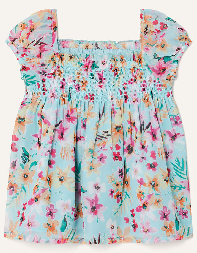 Baby Floral Top and Leggings Set , Blue (AQUA), large