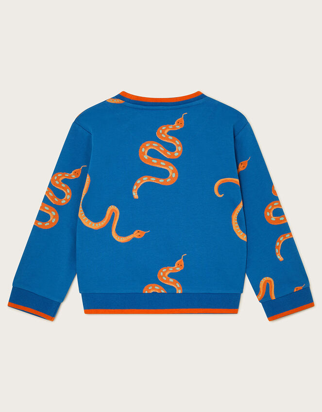Snake Print Sweatshirt, Blue (BLUE), large