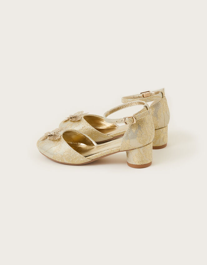 Lace Butterfly Two-Part Heels, Gold (GOLD), large