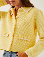 Nina Scalloped Collar Cardigan, Yellow (YELLOW), large