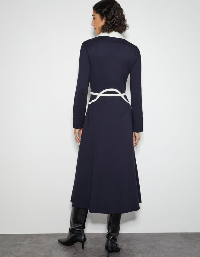 Jay Jersey Collar Midi Dress, Blue (NAVY), large