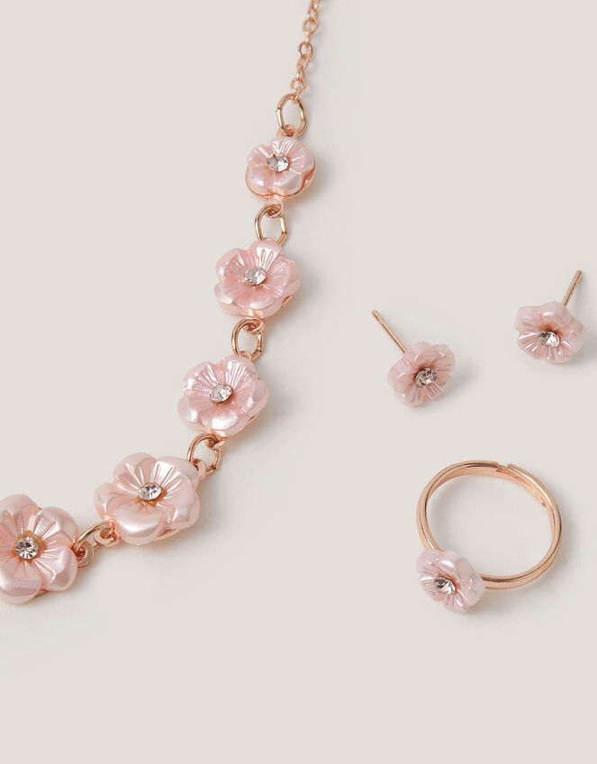 Pearly Flower Jewellery Set, Pink (PINK), large