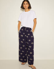 Briana Print Wide Leg Trousers, Blue (NAVY), large