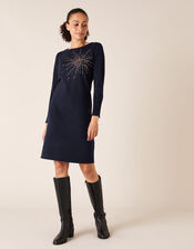 Starburst Heat-Seal Gem Knit Dress, Blue (NAVY), large