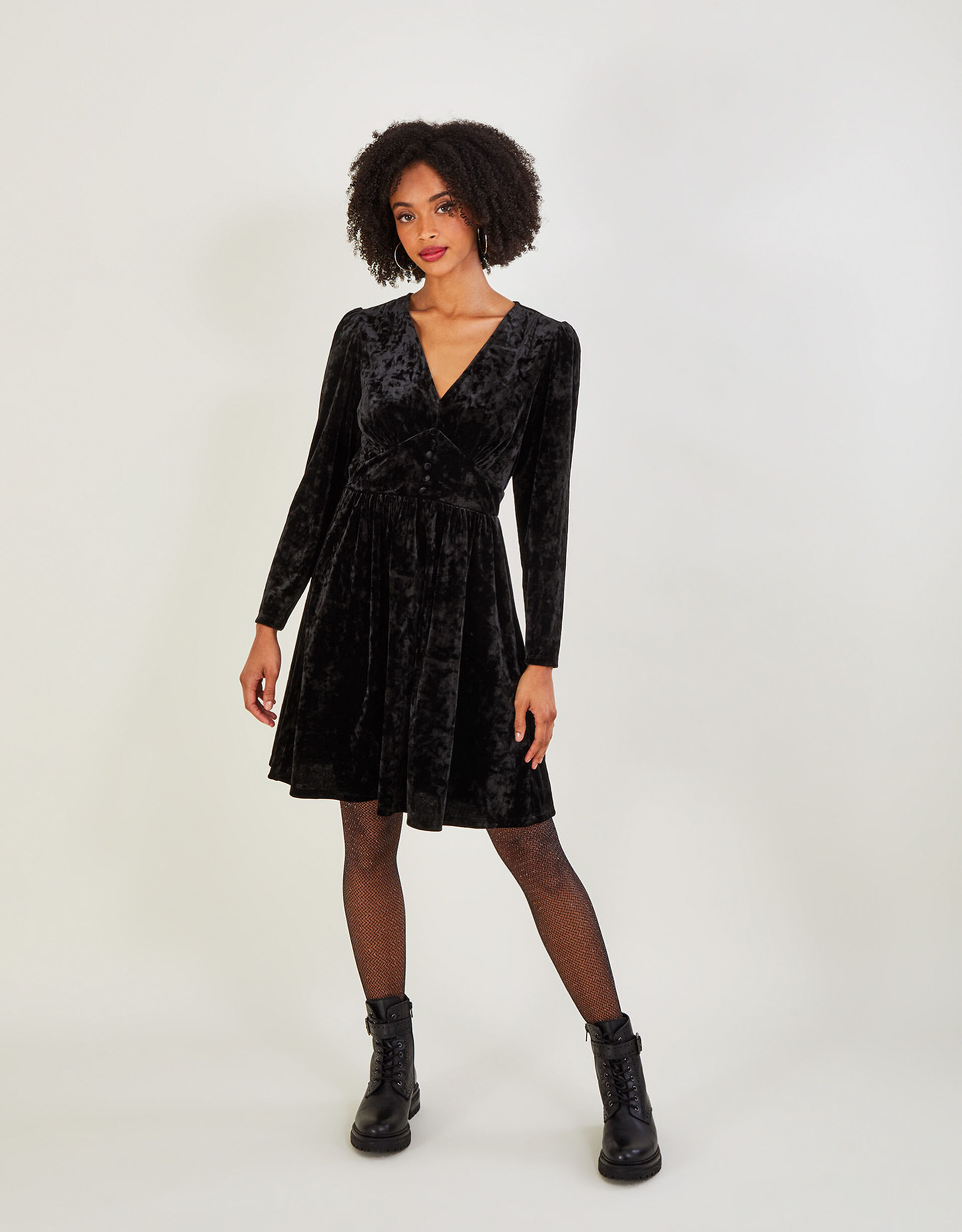 women's little black velvet short dress