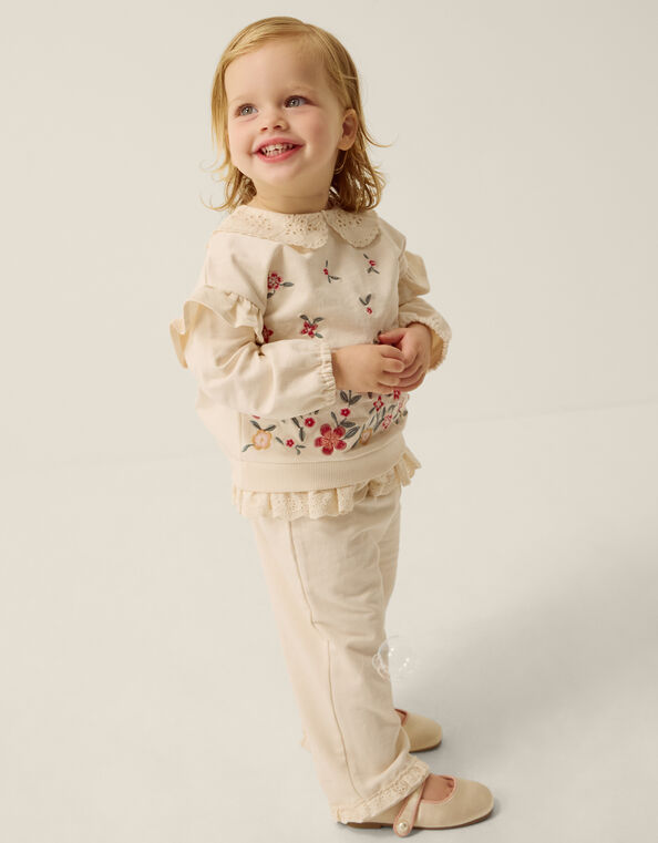 Baby Floral Print Sweatshirt & Joggers Set, Cream (CREAM), large