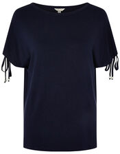 LOUNGE Ruched Sleeve T-Shirt, Blue (NAVY), large