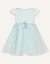Baby Glitter Scuba and Tulle Dress, Teal (DUCK EGG), large