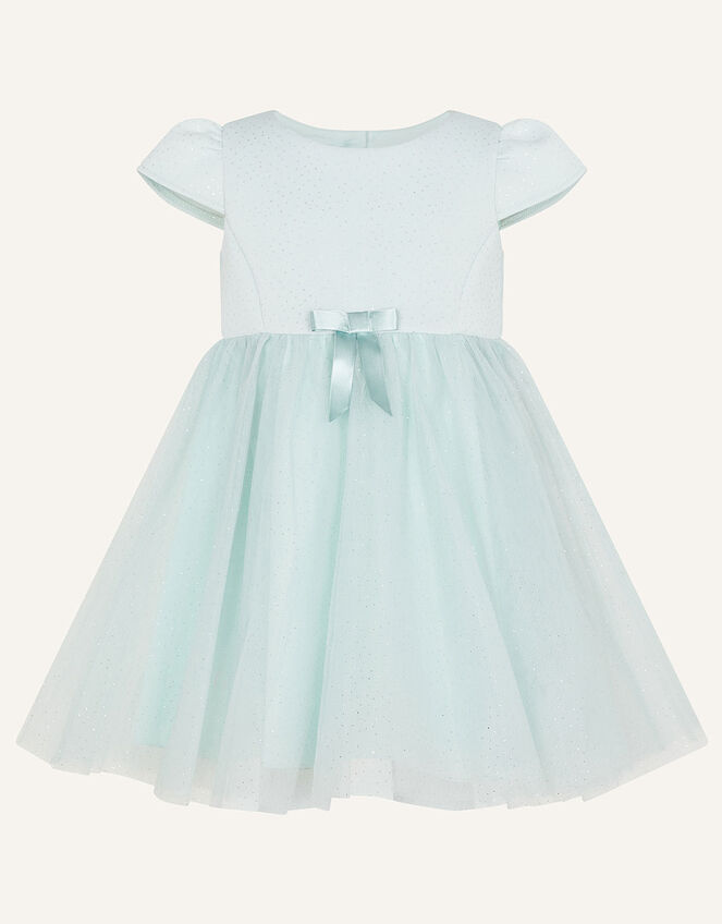 Baby Glitter Scuba and Tulle Dress, Teal (DUCK EGG), large