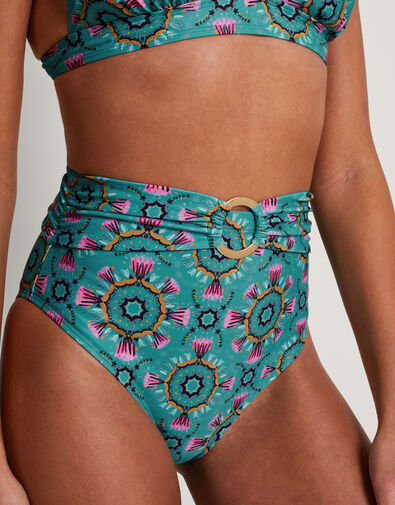 Carla Print Bikini Bottoms, Teal (TEAL), large