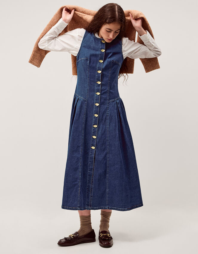 Layla Sleeveless Denim Midi Dress Blue