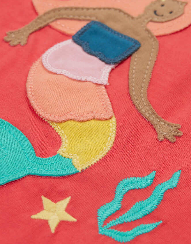 Frugi Mermaid Appliqué T-Shirt, Pink (PINK), large