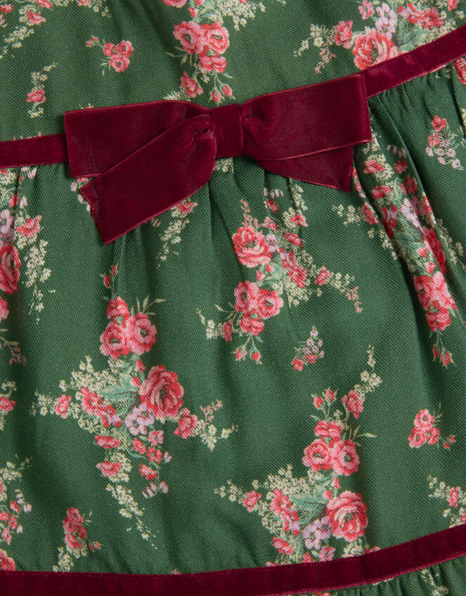 Long Sleeve Floral Print Dress, Green (GREEN), large