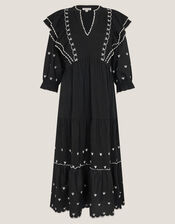 Freya Frill Jersey Midi Dress, Black (BLACK), large