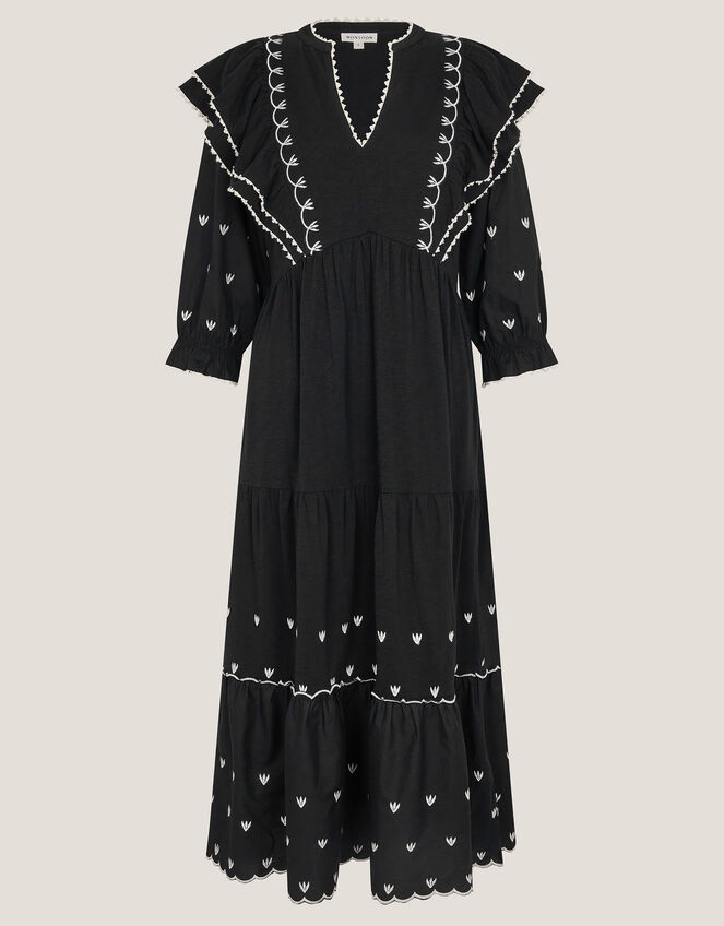 Freya Frill Jersey Midi Dress, Black (BLACK), large