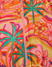 Tropical Swirl UPF50+ Short Swimsuit, Orange (ORANGE), large