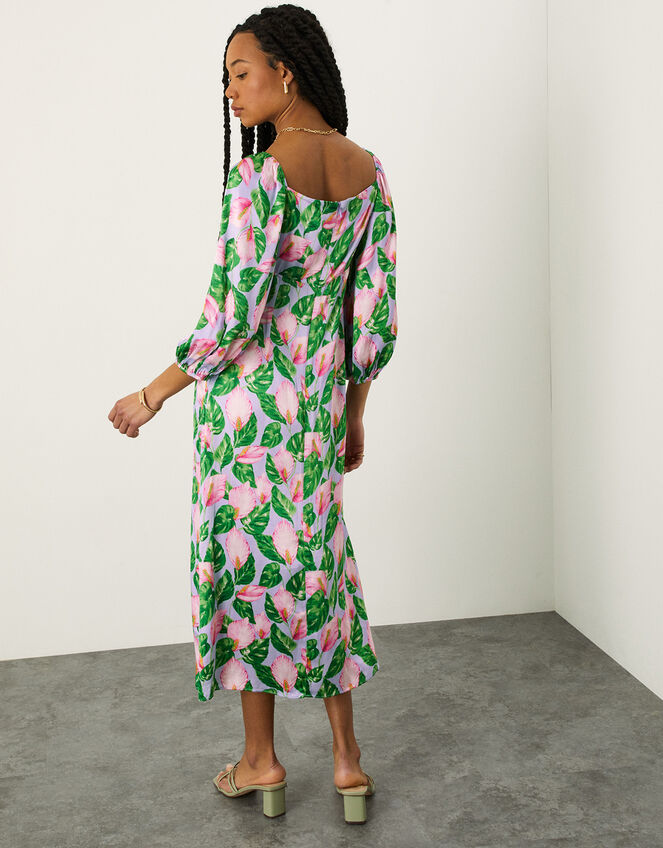 Lily Print Twist Dress with, Purple (LILAC), large