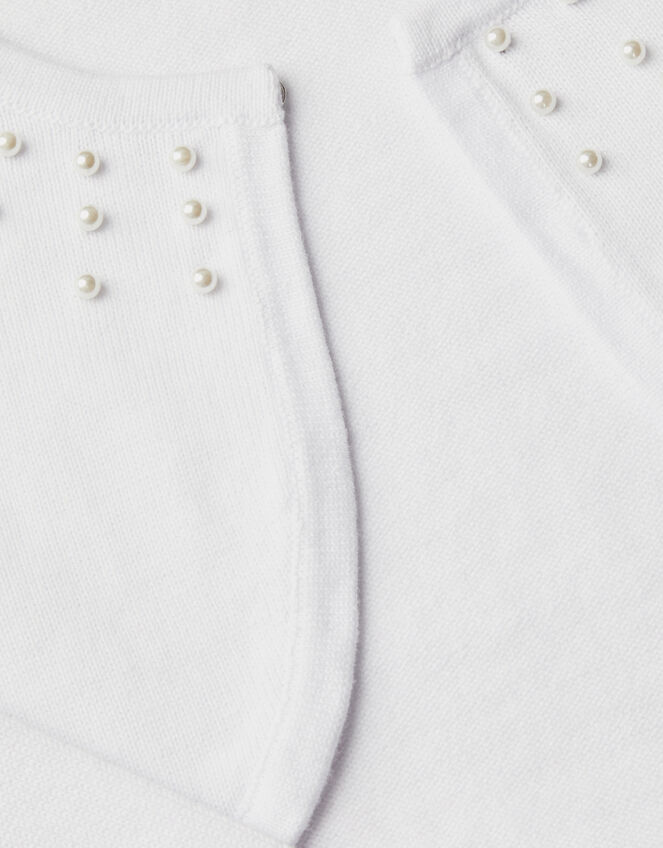 Sammy Pearl Embellished Cardigan, White (WHITE), large