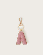 Embellished Floral Initial Keyring, Pink (PINK), large