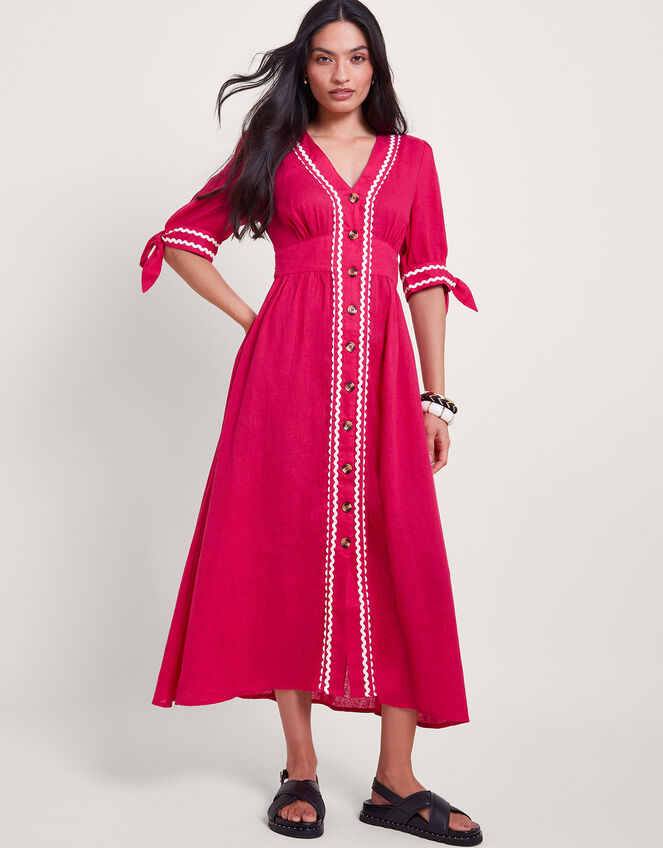 Lita V-Neck Ric Rac Midi Dress, Pink (PINK), large