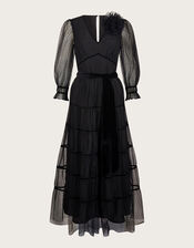 Shayla Spot Tiered Dress, Black (BLACK), large