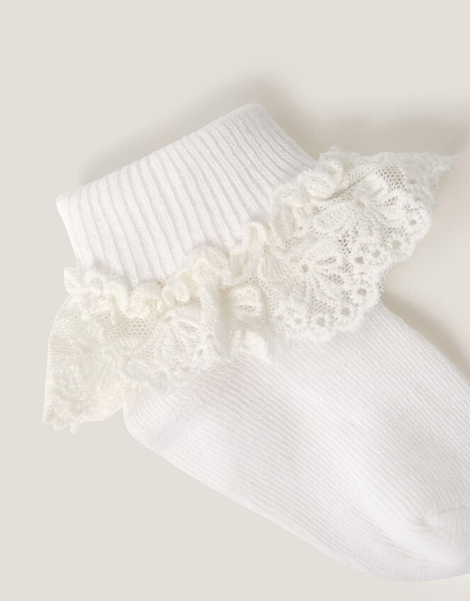 Baby Flower Lace Socks, White (WHITE), large