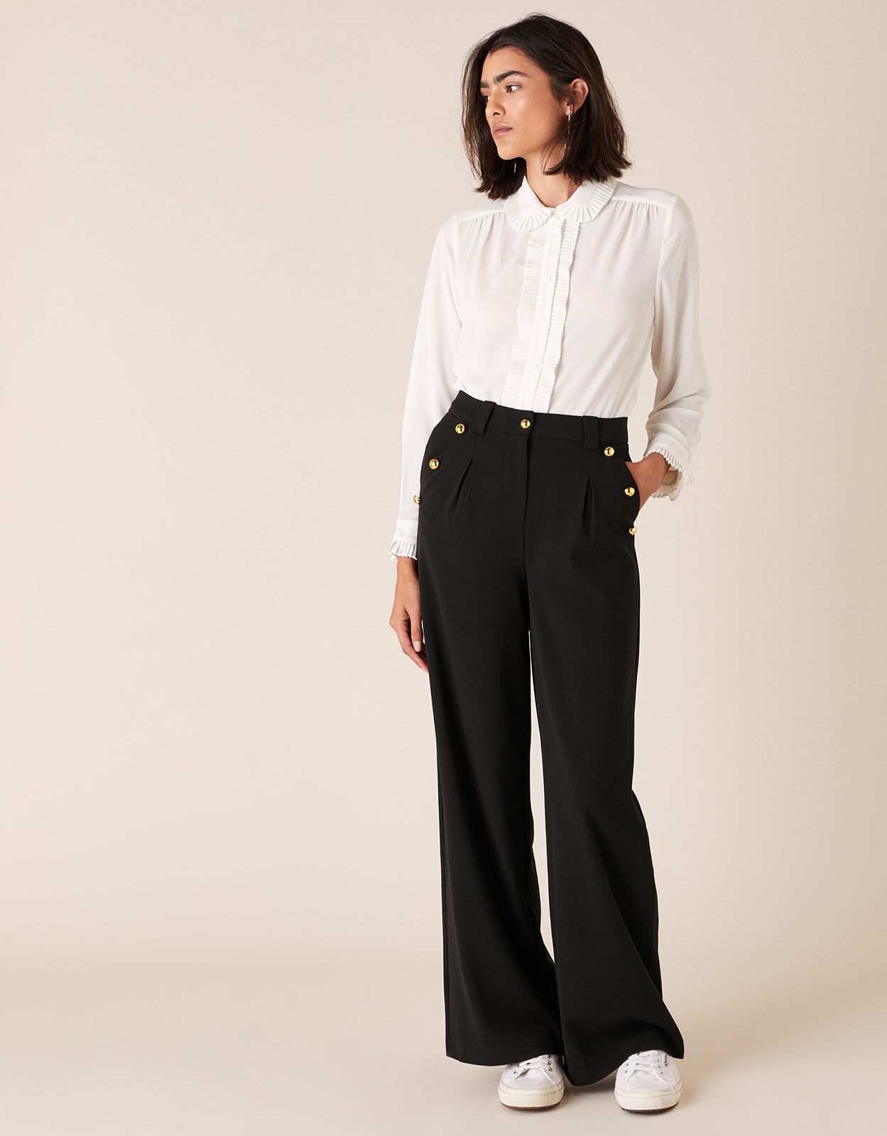 Wide leg military trousers outlet