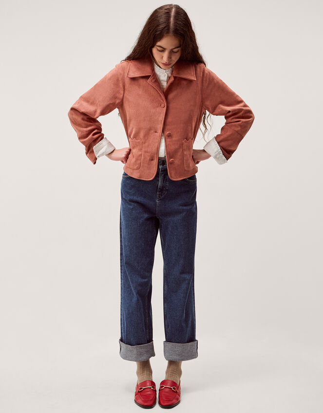 Sierra Scallop Faux Suede Jacket Pink