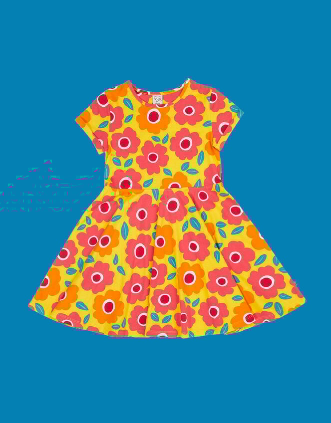 Frugi Spring Printed Skater Dress, Yellow (YELLOW), large