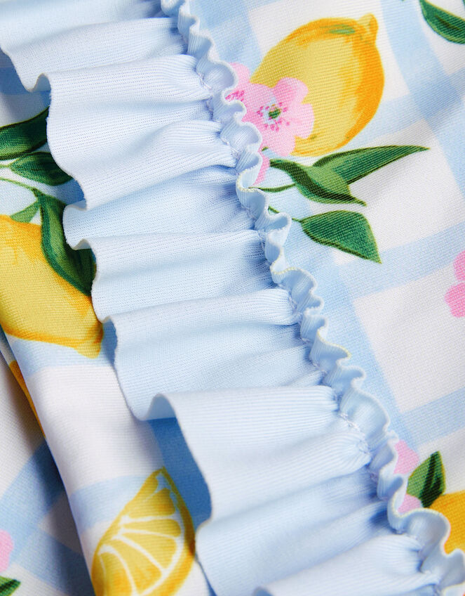 Baby Lemon Tile Print Swimsuit, Blue (BLUE), large