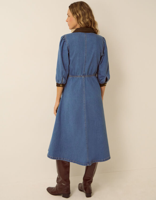 Poppy Denim Midi Dress, Blue (MID AUTHENTIC BLUE), large