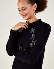 Velvet Star Knitted Dress with Recycled Polyester, Blue (NAVY), large