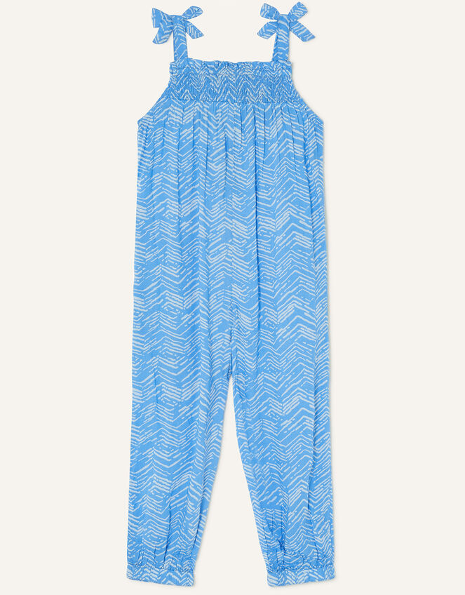 MINI ME Tie Shoulder Printed Jumpsuit, Blue (BLUE), large
