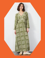 East Ashley Batik Maxi Dress, Green (GREEN), large