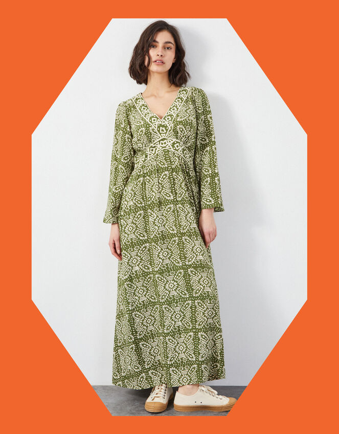 East Ashley Batik Maxi Dress, Green (GREEN), large