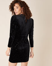 Kay Star Stretch Velvet Dress, Black (BLACK), large