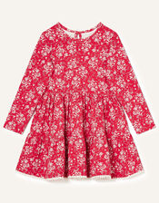 Martha Floral Jersey Dress, Red (RED), large