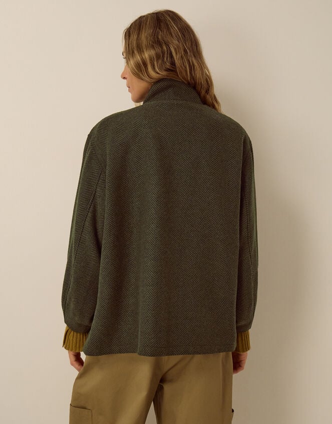 Pip Funnel Neck Herringbone Coat, Green (GREEN), large