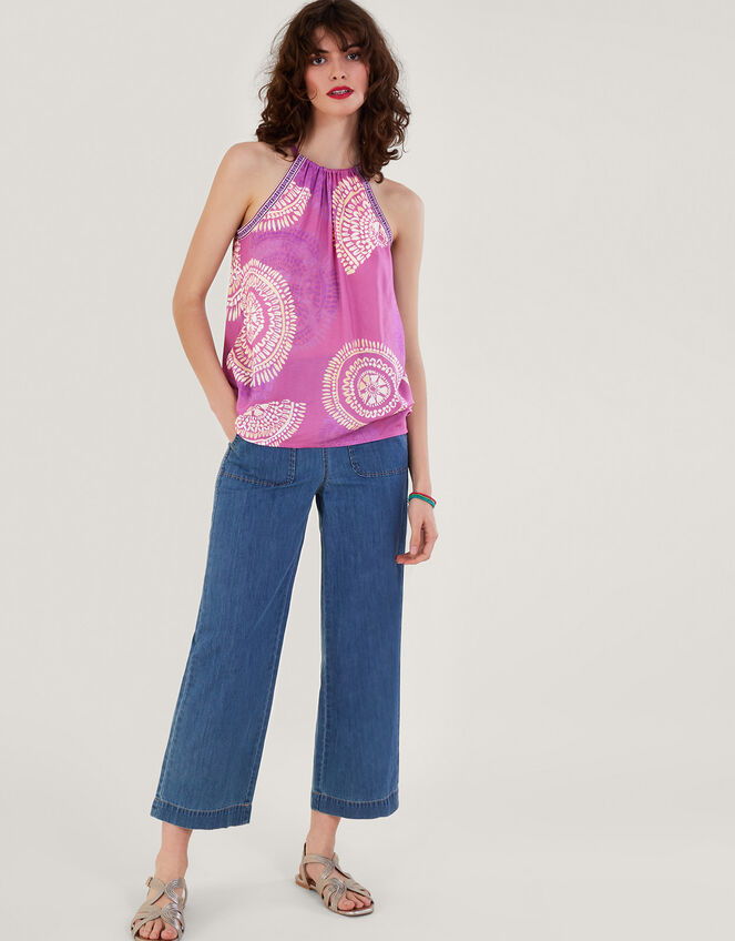 Tie Strap Print Cami Top in LENZING™ ECOVERO™, Purple (LILAC), large