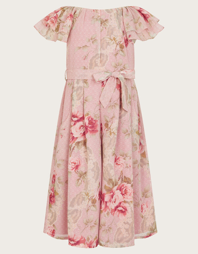 Tia Rose Print Chiffon Culotte Jumpsuit, Pink (DUSKY PINK), large