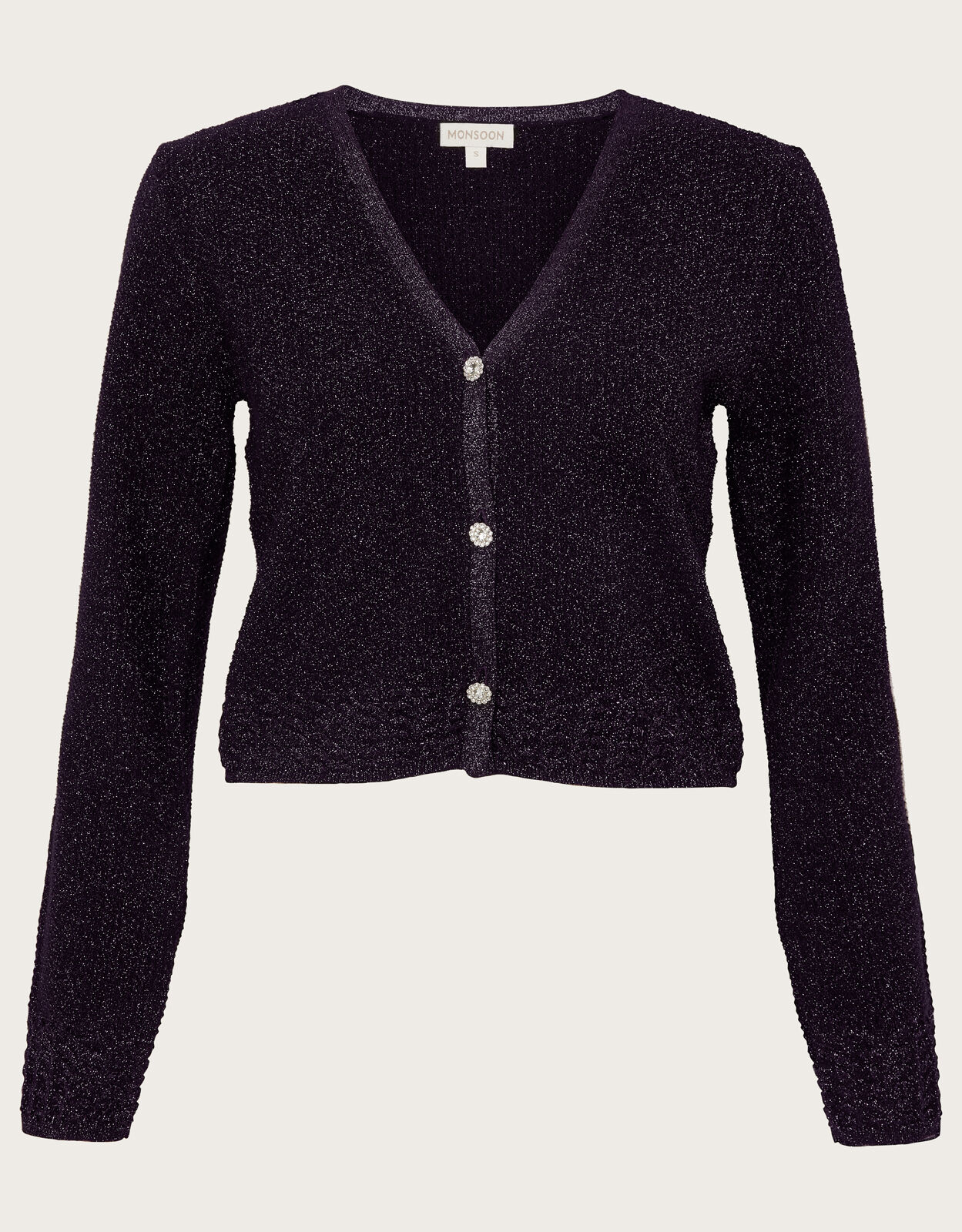Short Metallic Cardigan Purple