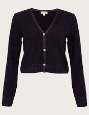 Short Metallic Cardigan, Purple (PURPLE), large