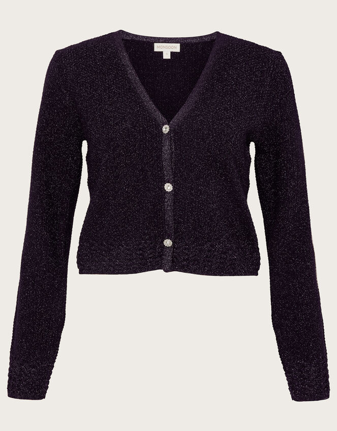 Short Metallic Cardigan, Purple (PURPLE), large