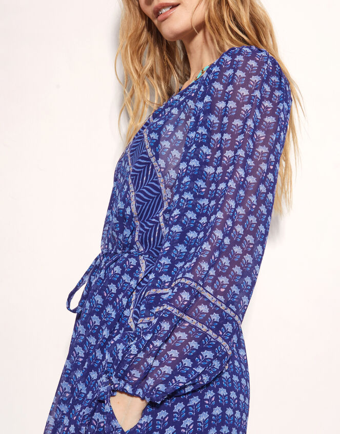 East Nandi Botanical Print Maxi Dress, Blue (NAVY), large