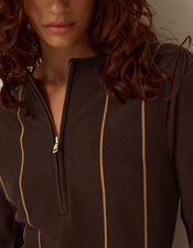 Zola Stripe Knit Midi Dress, Brown (CHOCOLATE), large