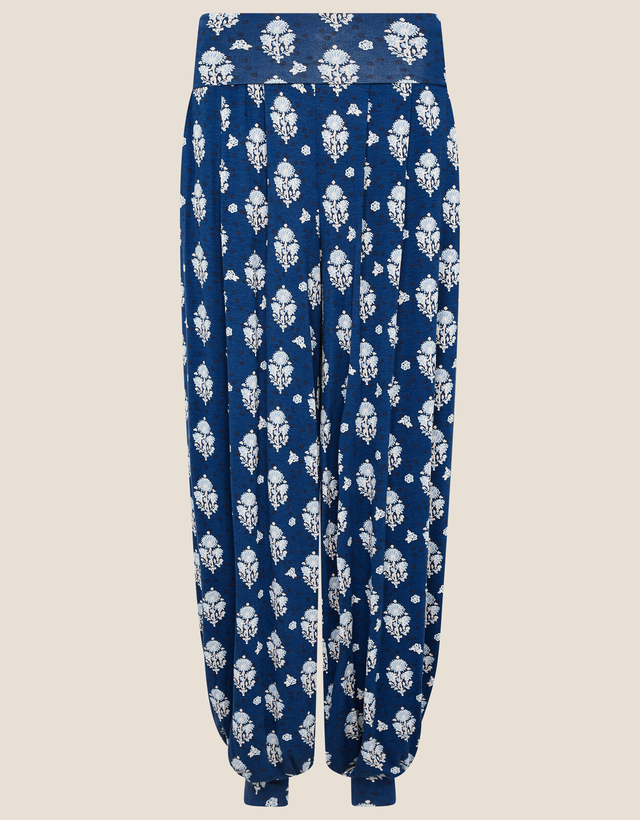 Woodblock Print Hareem Trousers Blue Sarongs Monsoon UK