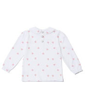 Dotty Dungarees Peter Pan Collar Top, White (WHITE), large