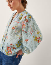 Jesse Floral Print Blouse, Blue (PALE BLUE), large