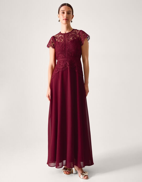 Monica Lace Bridesmaid Dress, Red (BURGUNDY), large