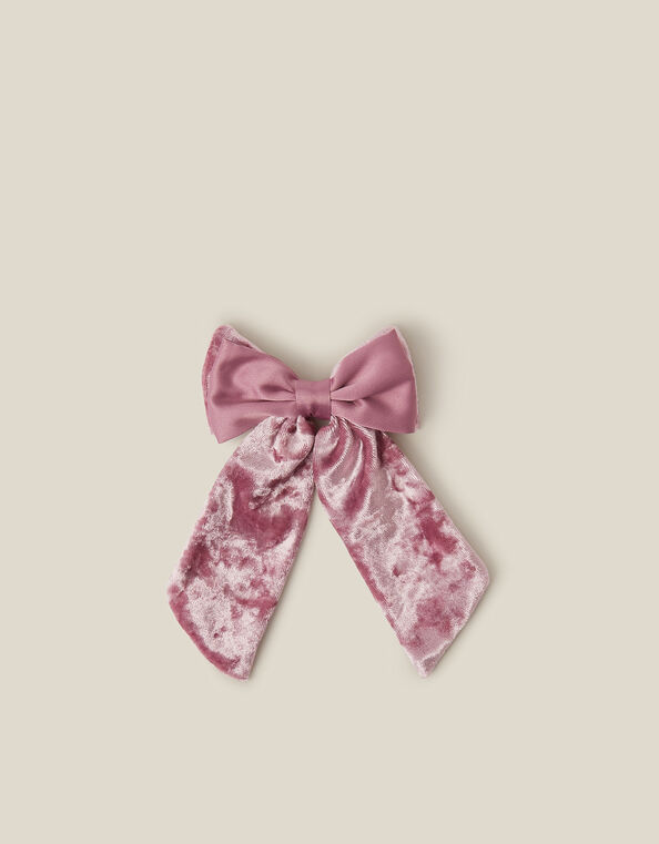 Velvet Mix Bow Hair Clip, , large